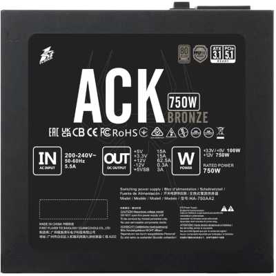 блок питания 1STPLAYER ACK Bronze 750W HA-750AA2 Черный