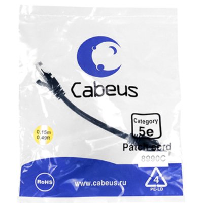 патч-корд Cabeus PC-UTP-RJ45-CAT.5E-0.15M-BK Черный