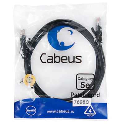 патч-корд Cabeus PC-UTP-RJ45-CAT.5E-1.5M-BK Черный