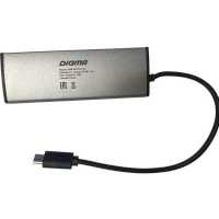 разветвитель USB Digma HUB-4U2.0-UC-DS серебристый