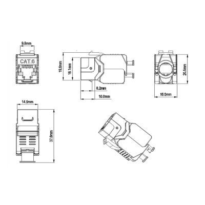 вставка Hyperline KJ8-8P8C-C6-180-TLS-SH-F-WH