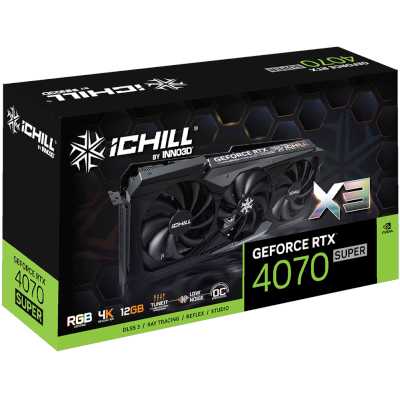 видеокарта Inno3D nVidia GeForce RTX 4070 Super iChill X3 12Gb C407S3-126XX-186148H