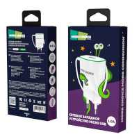 сетевое зарядное устройство More choice NC40m White-Green Белый