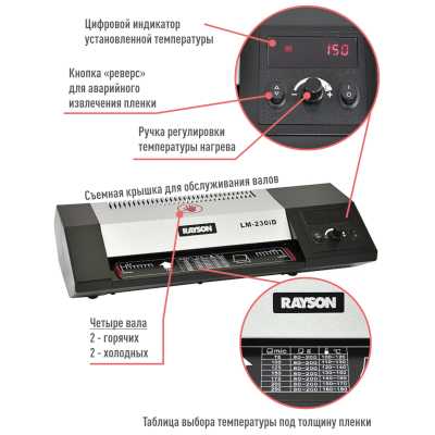 ламинатор Rayson LM-230iD Черный, серый