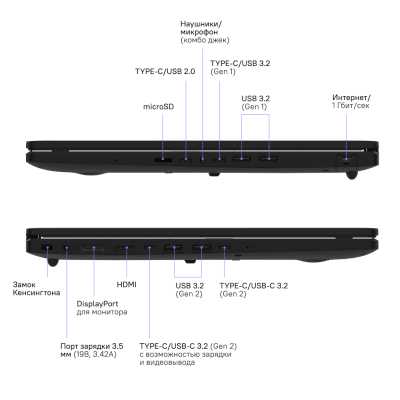 ноутбук Rikor NINO 201.2/15 C8F16FC6 Черный