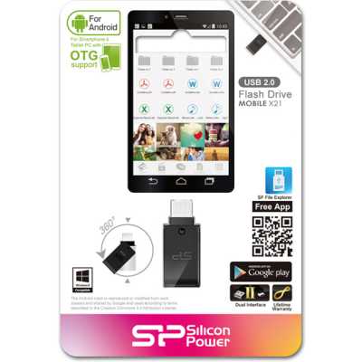 флешка Silicon Power 16GB SP016GBUF2X21V1K Черный, серебристый